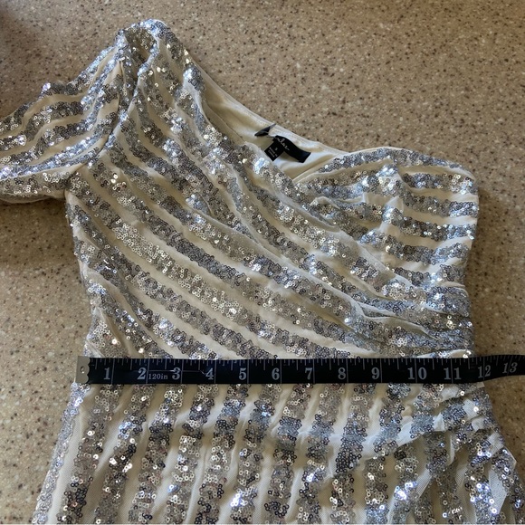 NWOT Lulus Elegant Occasion Silver Sequin One-Shoulder Midi Dress - Picture 5 of 11